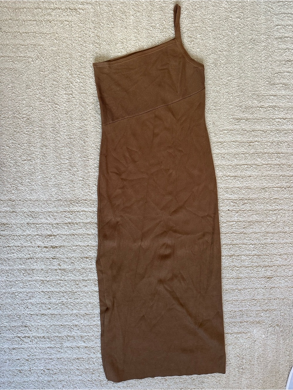 House of Harlow 1960 One-Shoulder Brown Knit Midi Dress
